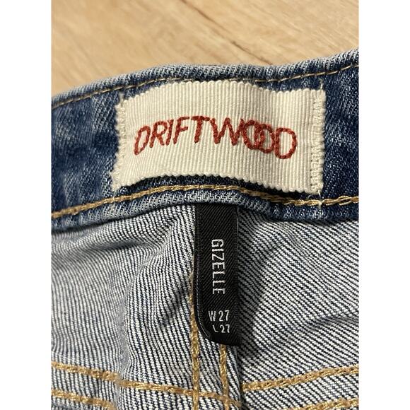 DRIFTWOOD Gizelle Embroidered Girlfriend Flowers Light Wash Jeans W 27 Ankle - Picture 8 of 10